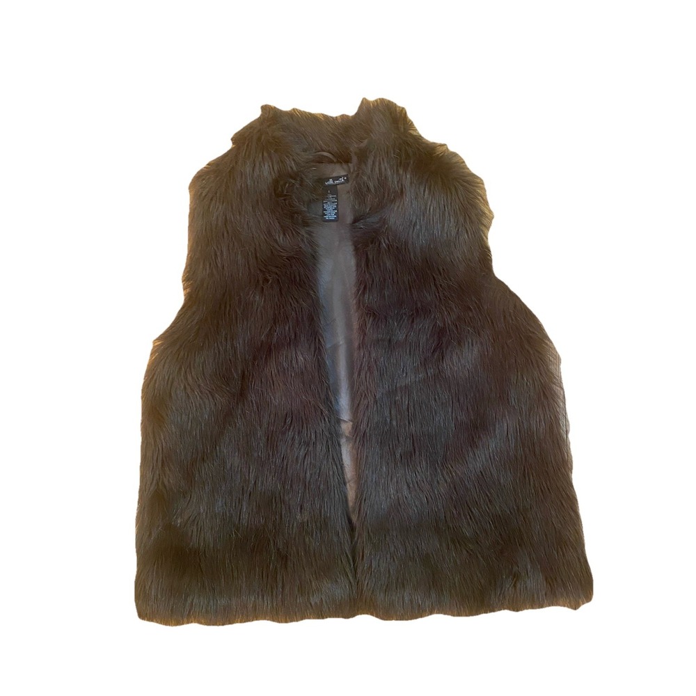 Willi Smith Faux Fur Vest Size M Brown‎ Mob Wife Glam Goth Whimsigoth